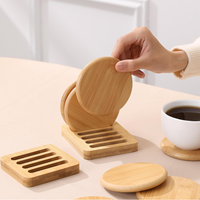 Ensemble de sous-verres en bambou naturel personnalisé avec support, 6 pièces, réutilisables, protection de table, tapis et coussinets de bureau