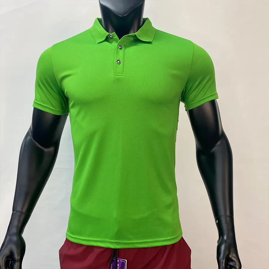 Lidong yeni yeşil yaz 100% polyester kısa kollu erkekler toptan özel nefes stok polo T shirt