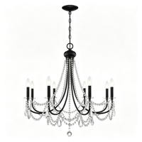 Lustre en cristal noir mat à 8 lumières, luminaire suspendu en cristal perlé en forme de goutte d'eau pour salle à manger, salon, villa