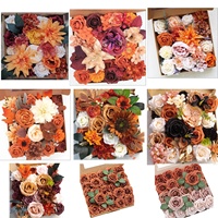 Boîte de fleurs artificielles réalistes en orange d'automne, décoration de table de mariage, bouquets de fête prénatale, centres de table, arrangements