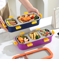 Boîte à lunch chauffante en acier inoxydable à 3 compartiments pour adultes, conteneur de préparation des repas