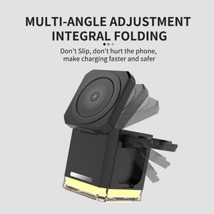 Produits les plus vendus en Afrique Logo 4 In1 <span class=keywords><strong>Charge</strong></span> sans fil pliante pour samsung Soporte Magnetico Para Celular avec veilleuse - Product Image 4