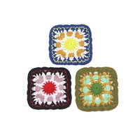 Motif carré au crochet de 9,5 cm, motif granny square multicolore, fleur creuse, appliqué pour vêtements, poches, sacs