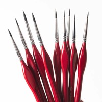 Pincel Rubens de Alta Precisión para Detalles Finos, Acuarela, Acrílico, Dibujo, Mango Rojo, Pelo de Nailon para Pintura