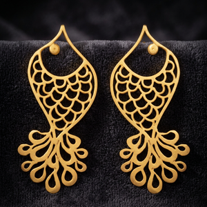 Boucles d'oreilles pour enfants en laiton faites à la main, motif poisson mignon, style bohème - Product Image 3