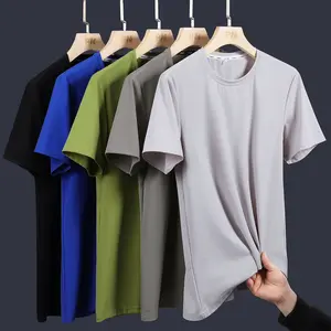 M-5XL Basic T-Shirt For Men Light Fabric Mens T-Shirt Nylon Summer Clothing Luxury Man T-Shirts Bulk Sweatshirt