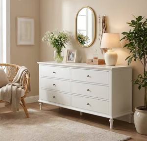 Elegante Cassettiera Bianca con 6 Cassetti - Mobile Organizzatore per Camera da Letto con Gambe in Stile Retrò - Product Image 2