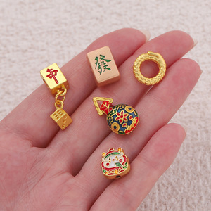 Mahjong Lucky Charm Pendant Alloy Plated Cartoon Design For Necklace <b>Bracelet</b> DIY Jewelry Unisex Everyday Wear - Product Image 3