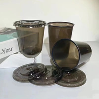 Gobelet à yaourt jetable en PET de 16 oz avec logo personnalisé Jimi, noir, en forme de U, recyclable, gobelets personnalisables pour les boissons