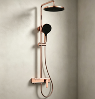 Système de douche mural WEIHAO gris anthracite 3 fonctions avec pommeau de pluie rond, douchette à main multi-jets et kit complet