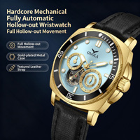 Nouvelle montre mécanique automatique ONOLA 3814 pour homme, luxe, étanche 3ATM, bracelet en cuir ajouré, montre-bracelet tendance