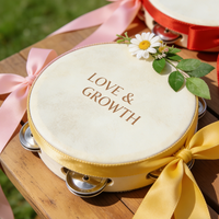 Wholesale 4/6 Inch Wedding Tambourine Percussion Music Instrument Free Sample Hand Drums Round Wooden Custom logo