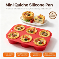Moule à quiche en silicone de qualité alimentaire, 6 cavités rondes pour portions savoureuses, idéal pour la restauration et les brunches