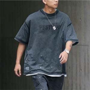 Camiseta Personalizada de Algodón 100% Tejido, Estilo Vintage, Gruesa, 200 GSM, para Hombre - Product Image 3