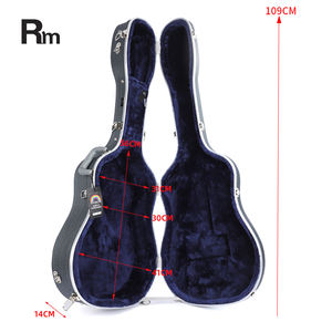 Étui de <span class=keywords><strong>guitare</strong></span> acoustique léger et portable RM, coque rigide en forme de D, matériau plastique ABS, doublure en peluche, sac d'instrument chromé, boucle - Product Image 6