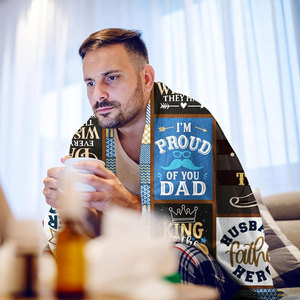 Coffret Cadeau Fête des Pères Anniversaire – Couverture Personnalisée « Meilleur <span class=keywords><strong>Papa</strong></span> de Tous les Temps » de Fille et Fils – <span class=keywords><strong>Plaid</strong></span> Drôle et <span class=keywords><strong>Personnalisé</strong></span> - Product Image 4