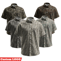 Chemises de chasse légères à manches courtes pour hommes, imprimées, avec poches, ventilation, respirantes, protection UV, camouflage Bottomland, boutonnées