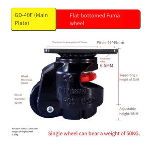 Roue de nivellement noire pour établis, roulettes robustes de 40 mm, pivotantes de 6 pouces, roulettes en nylon de 4 pouces - Product Image 3