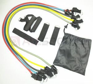Resistance Bands with Handle - 11 Pcs Portable Home Gym in a Bag - 5 Resistance Bands with Soft Grip Handles ankle door anchor