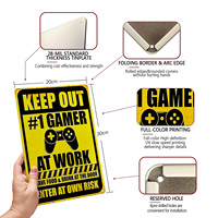 En gros, Plaque murale en métal rétro vintage, motif 'Gamer au travail', pour décoration de salle de jeux, maison, 'Man Cave', garage, affiche métallique d'avertissement, art mural