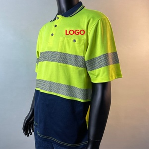 Ropa de trabajo de construcción de manga corta reflectante <span class=keywords><strong>Hi</strong></span> Vis de alta calidad para hombres con bolsillos Polo de seguridad con mecha de humedad - Product Image 2