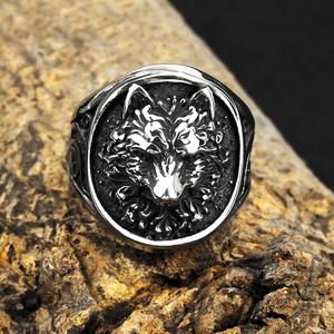 Men's Stainless Steel Viking <b>Wolf</b> Head <b>Ring</b> Hip Hop Style Animal Shape Gift Jewelry - Product Image 3