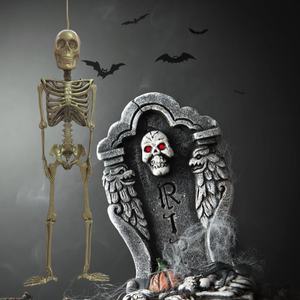 زينة للهالوين وهي عبارة عن هيكل عظمي للهالوين واقعي قابل للحركة من البلاستيك يمتد طوله 36 بوصة يتميز بالجمال المقاوم للصدمات للاستخدام داخل المنزل أو في الهواء الطلق - Product Image 5