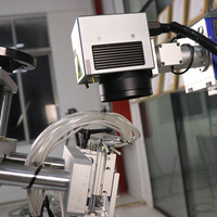 Machine de marquage laser UV à positionnement automatique sur convoyeur à rouleaux pour tubes cosmétiques ronds, avec marquage de la date de production et impression de logo laser