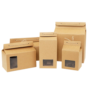 Boîte cadeau pour emballage de thé, boîte en <span class=keywords><strong>papier</strong></span> pliable universelle <span class=keywords><strong>vide</strong></span>, <span class=keywords><strong>papier</strong></span> kraft avec fenêtre, emballage simple pour aliments et boissons avec corde en chanvre - Product Image 1
