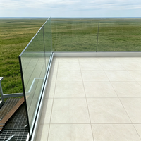 Balustrade en verre sans cadre en alliage d'aluminium noir et argenté moderne, avec profilé en U, pour verre trempé de 6 à 12 mm, pour escalier de villa et balcon