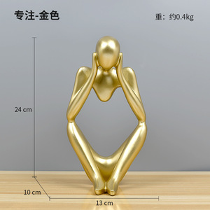 9.5 "düşünür heykeli 3 adet set altın reçine soyut heykel ev dekor için <span class=keywords><strong>Modern</strong></span> figürleri ofis masaüstü kitaplık şekil el sanatları - Product Image 2