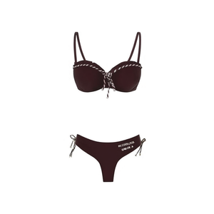 Costume da bagno bikini HDJ Plus Size con controllo pancia, push-up, fascia a fascia, tinta unita, con laccetti laterali, due pezzi, taglie 42 44 46 48 - Product Image 3