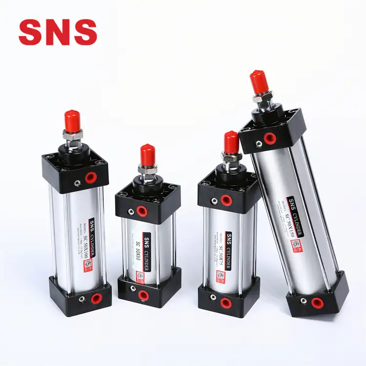 Pneumatic Lift Cylinder Pneumatic SNS Sc 32 40 50 63 80 100 125 160 200mm China Adjustable Pneumatic Air Lift Cylinder