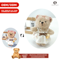 Teddy Bear Teddy ISLAND sous licence mondiale, adorable petite poupée en peluche super douce, avec jupe à fleurs bleues fraîches, style 'Girl Heart'