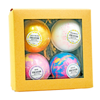 Bombes de bain naturelles artisanales de luxe, biologiques, colorées, en forme de boule, coffret cadeau relaxant et hydratant pour le bain
