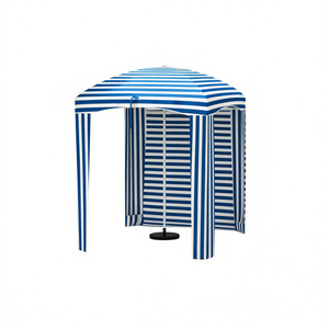 Sombrilla de Playa Azul y Blanca, Tela de Poliéster, Varilla de Aleación de Aluminio, Carpa Individual para Acampar y Hacer Senderismo - Product Image 1