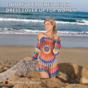ชุดคลุมชายหาดโครเชต์ทำมือ ระบายอากาศได้ดี ลายดอกไม้สีสันสดใส เซ็กซี่ แต่งพู่ห้อย ชุดว่ายน้ำบิกินี่แบบคลุม 1 ชิ้น สำหรับผู้หญิง ส่งตรงจากโรงงาน - Product Image 2