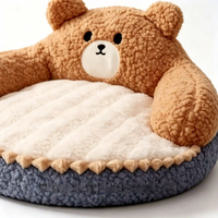Lit pour animaux de compagnie en forme d'ours, emballé sous vide, pour toutes les saisons, lit chaud pour chat, nid douillet en peluche pour chien, réduction des frais de livraison, vente en gros