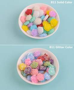 Parlak silikon boncuk toptan 17mm gül akrilik plastik Perspex boncuk düz alt akrilik dağınık boncuklar - Product Image 6