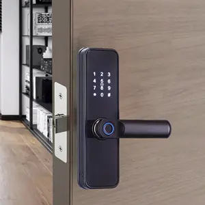 Home Electronic Smartphone APP Wifi Digital Tuya Smart Lock Fingerprint Door Lock Keyless Home Alarm Smart Door Handle Lock