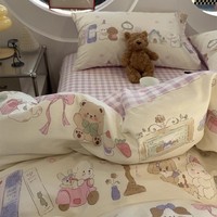 Ensemble de lit pour chiot à carreaux léopard en onze pièces, tout en coton, édredon en pur coton avec rembourrage en laine, qualité de saison d'automne
