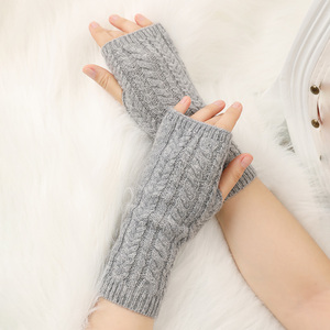 Accessoires chauds d'hiver Gants en pur cachemire tricotés pour femmes Mitten Fashion Fingerless Long <span class=keywords><strong>Gloves</strong></span> Screen Touch - Product Image 2