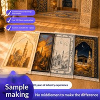 Tapis de prière islamique en flanelle épaisse 1,5 cm, tapis de prière musulman doux antidérapant, tapis Sajadah imprimé pour la maison, les voyages, cadeau
