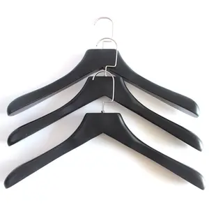 Leverancier Custom 38Cm Houten Vrouwen Kleerhangers Voor Kleding Zwart