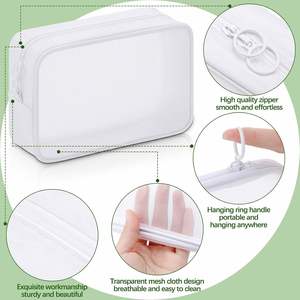 Mesh Initial Cosmetic <b>Bag</b> PVC Cosmetic <b>Bag</b> for Girls, Transparent Toiletry Pouch <b>Make</b> <b>up</b> Storage Organizer Cosmetic Travel <b>Bag</b> - Product Image 3