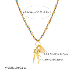 European American Beach Necklace With Seashell Starfish Jellyfish Charm Gold Chain Daily Wear Gift Jewelry N4231 - Product Image 4