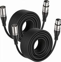 Câbles de microphone XLR équilibrés 15M (lot de 2) professionnels 3 broches mâle-femelle en cuivre sans oxygène, combinaison de câbles audio DMX pour studio