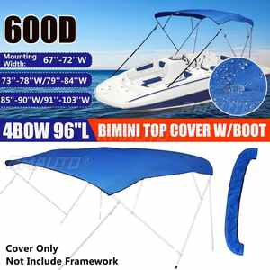 Bâche de remplacement 600D pour capote Bimini 4 arceaux avec housse de protection, sans cadre, anti-UV, pour bateaux à coque en V, Jon et à console centrale - Product Image 1