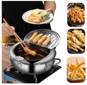 Deep Fryer <strong>Pot</strong> Stainless Steel Japanese Stile Frying <strong>Pot</strong> with Temperature Control and Oil Filter Rack Lid for French Fries <strong>Fish</strong> - Product Image 3