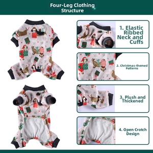Vêtements pour chien en polaire <span class=keywords><strong>corail</strong></span> chaud, extensibles, avec motif Père Noël, pour la décoration <span class=keywords><strong>de</strong></span> fête <span class=keywords><strong>de</strong></span> Noël et les tenues festives. - Product Image 3